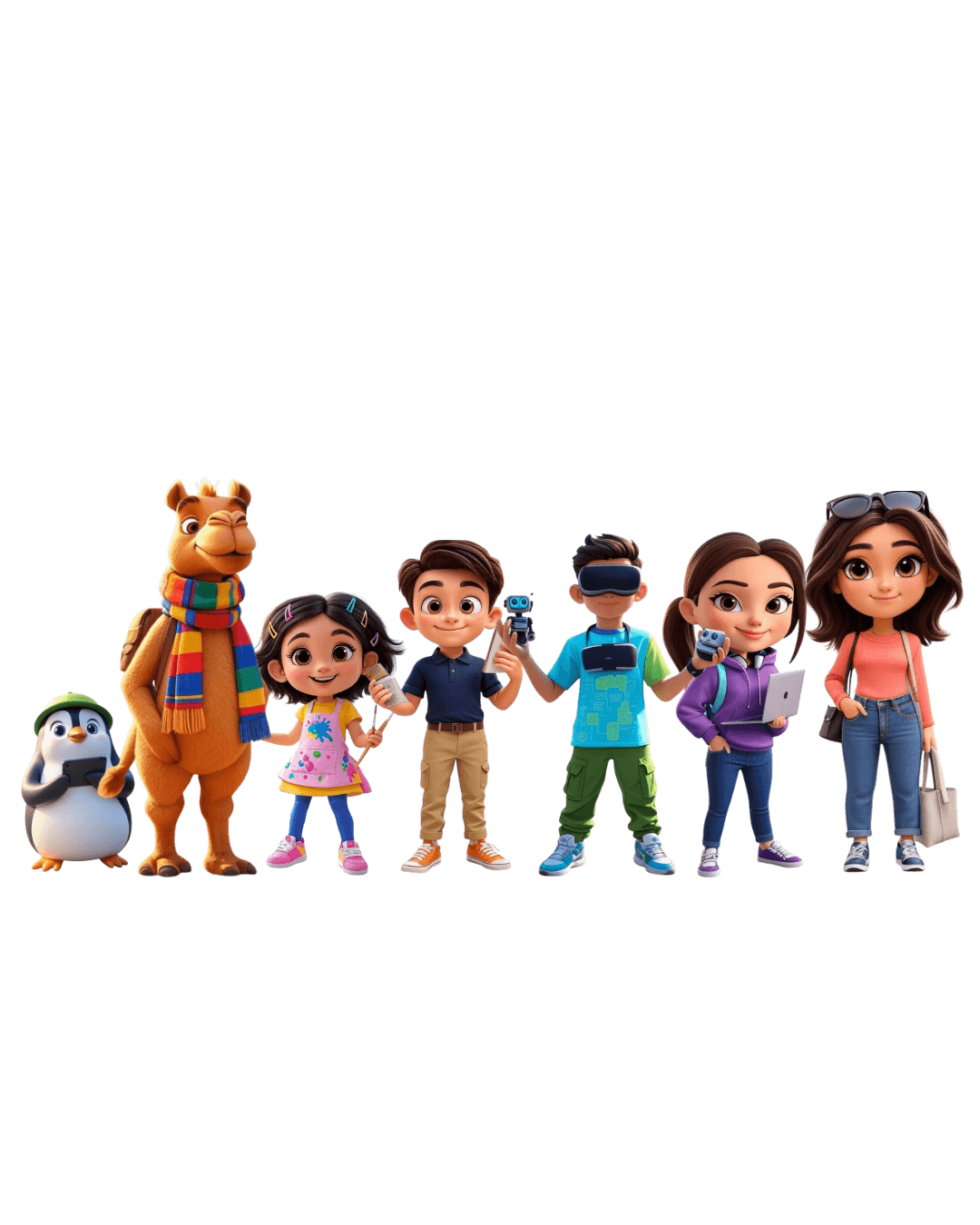 Nubdi characters stepping through a glowing portal